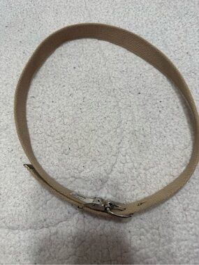 Beige Canvas Belt with Silver Buckle